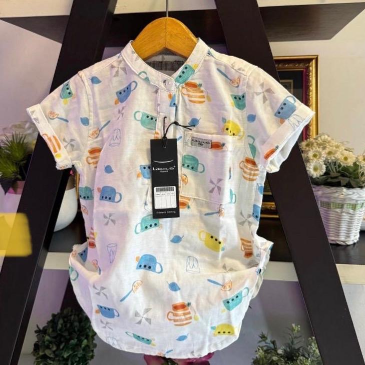 Kurta Anak Laki-laki 6 Bulan-13 Tahun Motif Printing Warna Putih Lengan Pendek Premium Quality Terbaru Brand Libas Original – Koko Katun 0