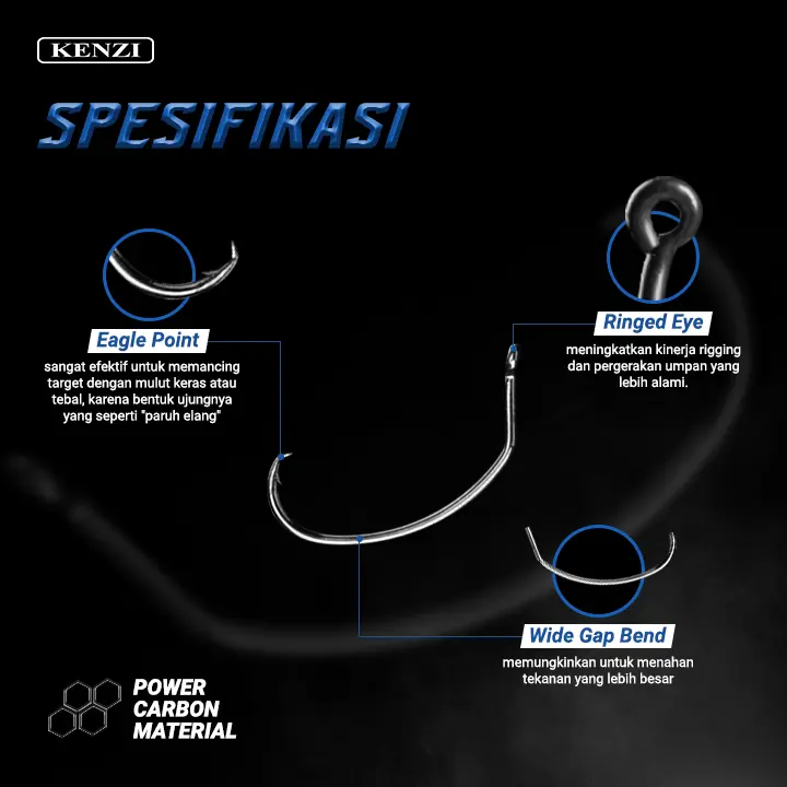 MATA KAIL KENZI PRAWN RING HOOK 103 POWER CARBON EXTREMELY STRONG AND SHARP 1