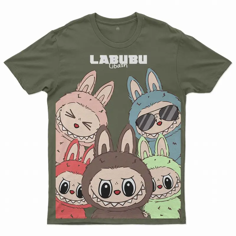 Libash Pakaian Anak Kaos Unisex Umur 3-8 Tahun Labubu Combed 30s Atasan Kids Fashion imut mustar kaos anak perempuan 1