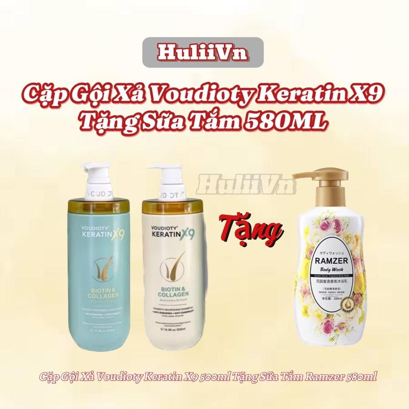 [TẶNG SỮA TẮM 580ML] ￼Cặp Dầu Gội Xả Voudioty Keratin X9 Biotin & Collagen 500ml, Dầu Cặp Chính Hãng An Toàn Mềm Mượt