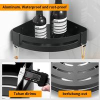 Gambar PanoV Aluminium Rak penyimpanan kamar mandi rak sudut yang dipasang di dinding tahan air dan anti karat dengan daya dukung yang kuat Aluminium - Sudut hitam - 2-1 FREE HOOK + LEM dari PANOV Official Store Kab. Tangerang 4 Tokopedia