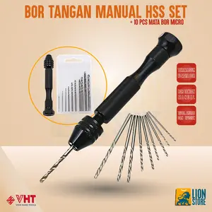 VHT Bor Tangan Manual HSS Twist Drills dengan 10 Mata BOR TANGAN MINI MANUAL 0.8 - 3.0mm set