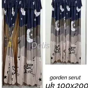 ￼Hordeng/Gorden Pintu Motif Serut Ukuran 100x200cm Promo Murah