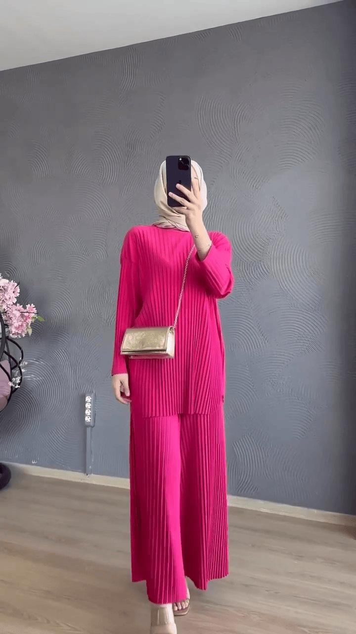 Product Introduction of Women's Clothing 2023 Autumn New Fashion Pleated Temperament Long Sleeve Shirt High Waist Wide Leg Pants Suit 5