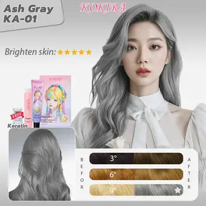 Kokira hair color Ash Gray- 01 +Hair care essential oil cat rambut pewarna rambut warna rambut tanpa bleaching semir  rambut  penutup uban cooper brown color