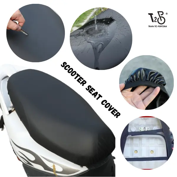 T2P Motorbike Saddle Covers Scooter Rain Seat Cover Universal Stretchable Black Dust UV Sun Protect