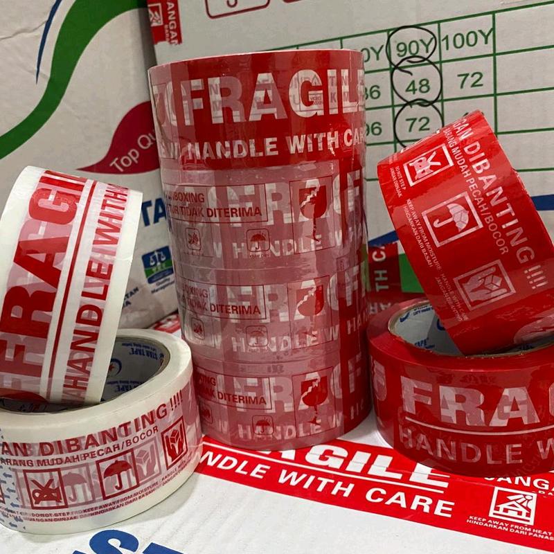 LAKBAN (Per 1 PCS) FRAGILE MERAH, FRAGILE PUTIH DAN FRAGILE MERAH PUTIH ...