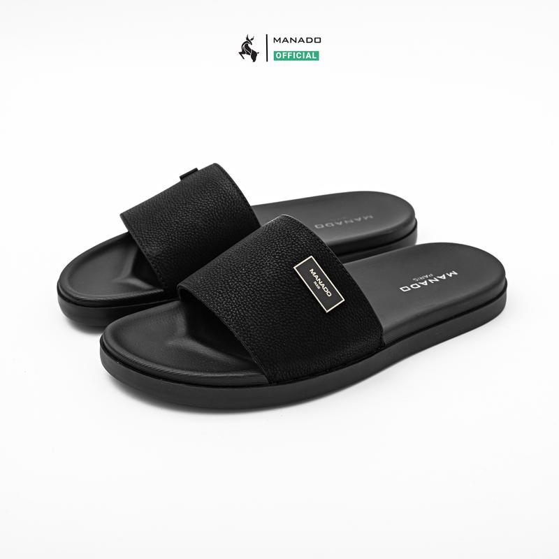 Dép da nam MANADO kiểu quai ngang mã MND13, Dép lê nam chất liệu da microfiber trẻ trung, đế cao su chống trượt khâu chắc chắn fullbox thích hợp đi chơi, đi biển Đế Bằng Slipper Dép Nam Quai Ngang Dành Cho Chồng Người Yêu Hỗ Trợ Đổi Size