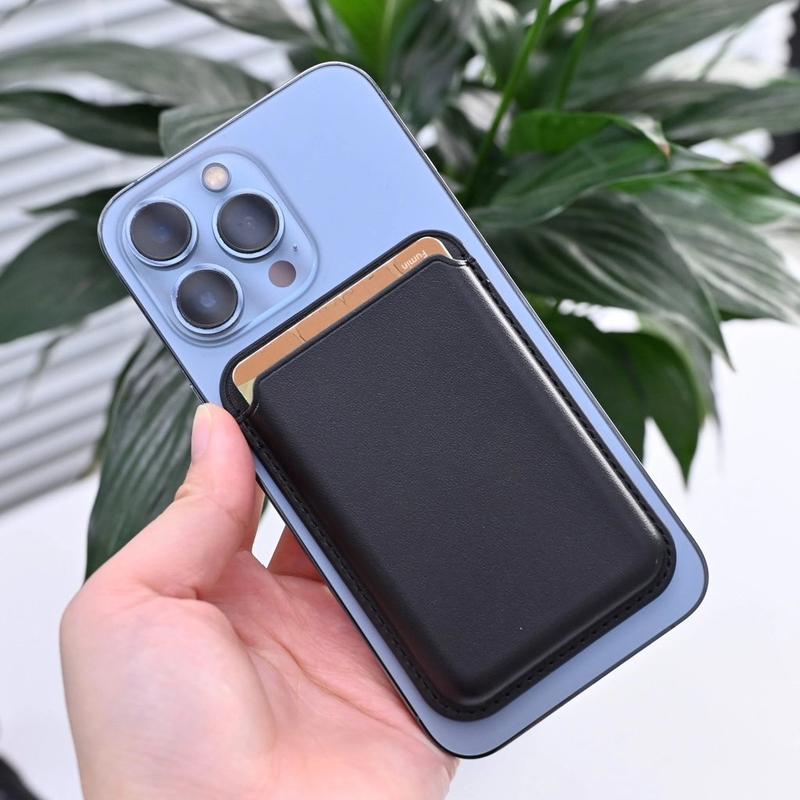 Ví đựng thẻ từ tính làm từ da PU cao cấp, dung lượng lớn, tương thích với các dòng iPhone hỗ trợ MagSafe.