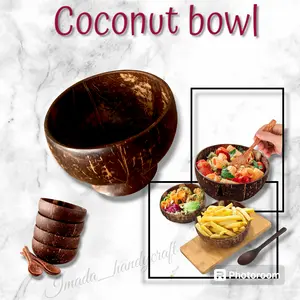 IMD Mangkok Batok Kelapa Unik - Mangkuk Kayu Tempurung Kelapa - Wooden Coconut Shell Bowl Alat Dapur