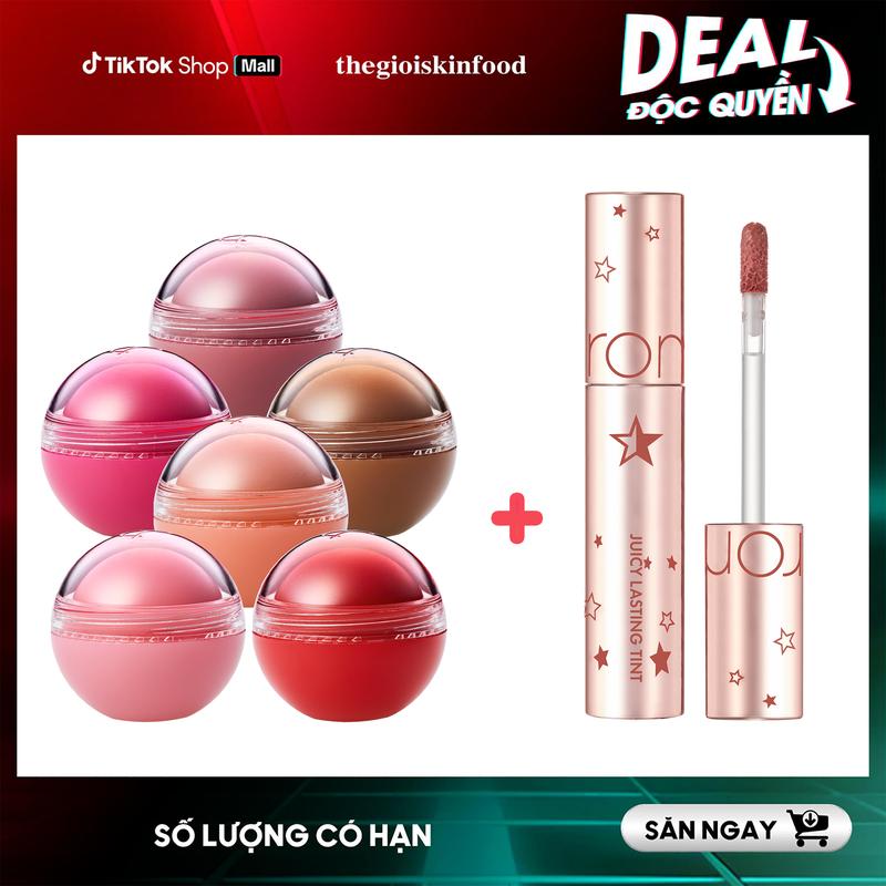Combo Má Hồng Kem Romand Dạng Lăn Juicy Roll Cheek 8.4g + Son Tint Bóng Juicy Lasting Tint Starry Edition #23 Nucadamia