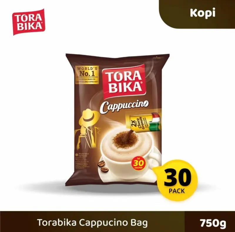 Tora Bika Cappucino Kopi 3 in 1 Minuman Bubuk - Kopi Susu - Coffee Air Powder torabika  cappuccino Drink 3