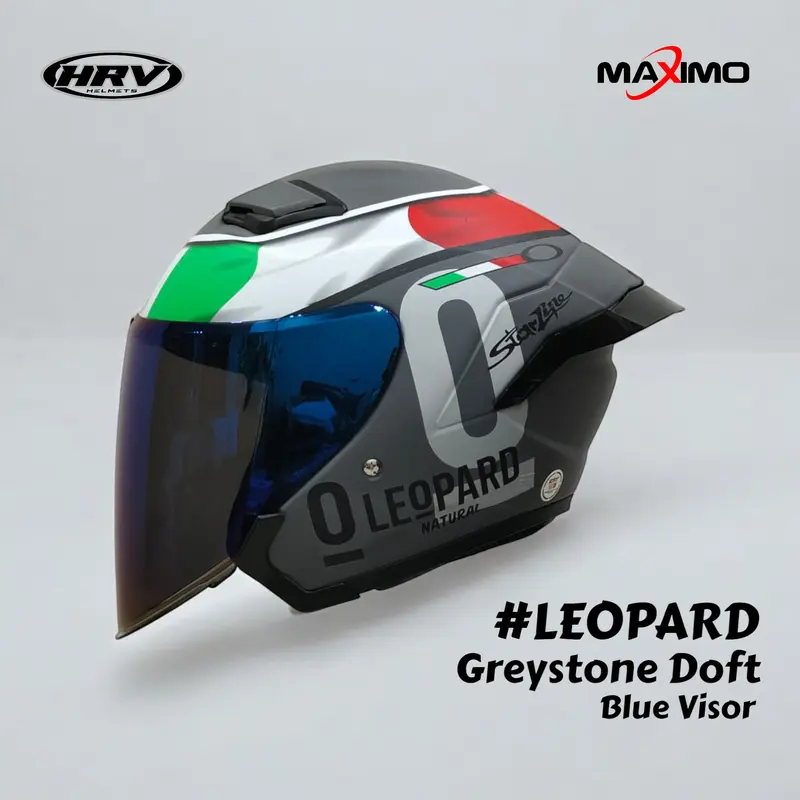 Helm HRV Maximo Motif Leopard Half Face SNI Motocycle Paket Ganteng helmpaket  ganteng visor  iridium helmsni 6