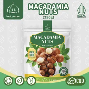 【Luckymore】Macadamia Nuts Rasa Susu 250gr HALAL Cemilan Sehat & Premium Tanpa Pengawet & Pewarna Buatan Tekstur Renyah Rasa Alami