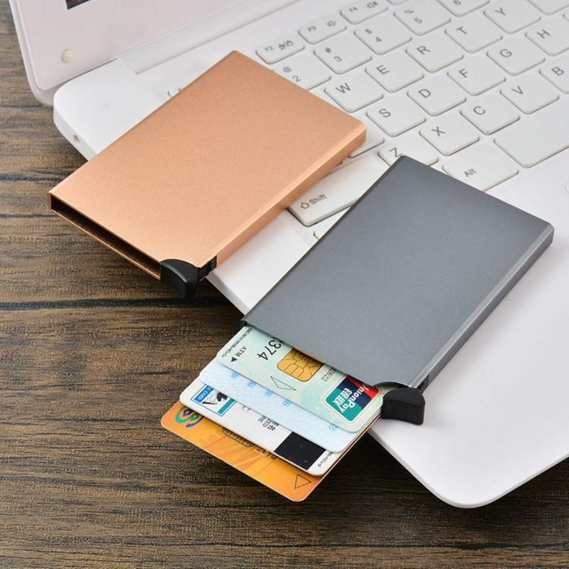 Ví Đựng Thẻ Tín Dụng, Cầm Tay, Làm Bằng Hợp Kim Nhôm, Chống Trộm Tự Động, Ví Đựng Thẻ RFID, Bảo Vệ Thẻ Căn Cước Bật Lên, Thích Hợp Cho Nam Và Nữ, Ví 5