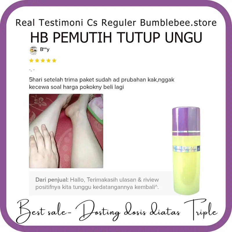 P.2in1 HB MLM & TONER BADAN HB LOTION TUTUP UNGU - PENCERAH BADAN DOSIS TINGGI - Cair mudah menyerap - Lotion Pemutihan 4