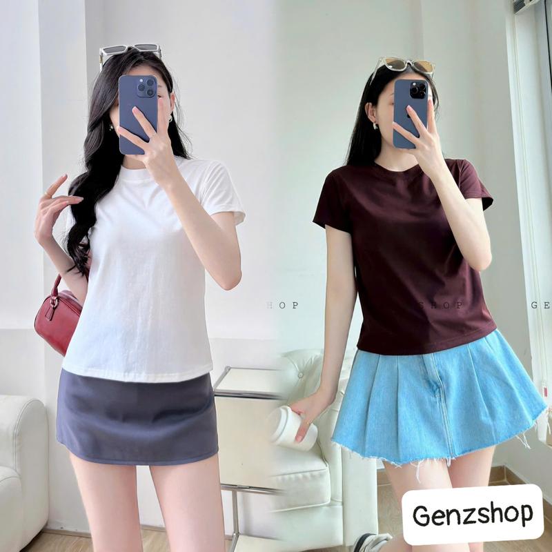 ÁO THUN BABY TEE TRƠN NHIỀU MÀU DỄ PHỐI ĐỒ BBT26 Mùa Hè Cổ Tròn | BigBuy360 - bigbuy360.vn