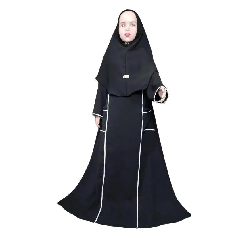Abaya Kanaya Set Hijab couple Pasangan ibu dan anak usia 2-13 Tahun bahan Crinkle Airflow Premium - Gamis Wanita Muslim Hitam dress perempuan Putih Maxi 8