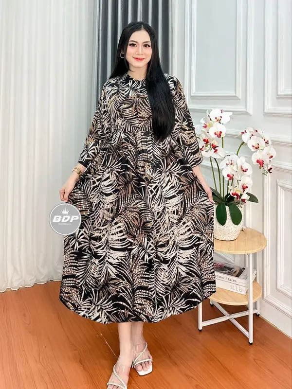 Dress Daster Rayon Tebal Motif Batik Kekinian Wanita Terbaru Busui Resleting 3