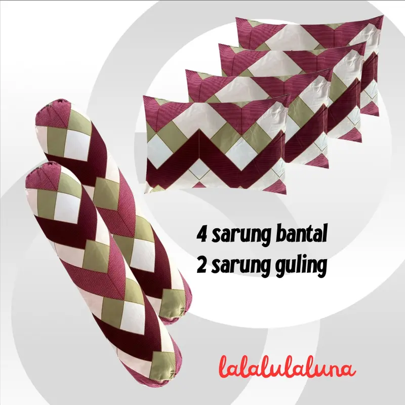 Paket sarban sargul set karakter isi 6pcs 4 sarung bantal 2 sarung guling embos hitam 1