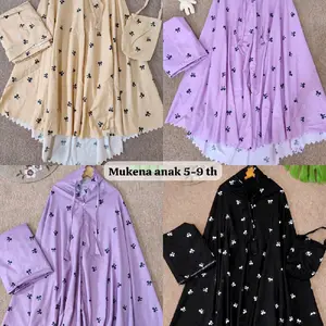 Mukenah Anak Perempuan 5-9 Tahun Motif Pita Terlaris Warna Hitam