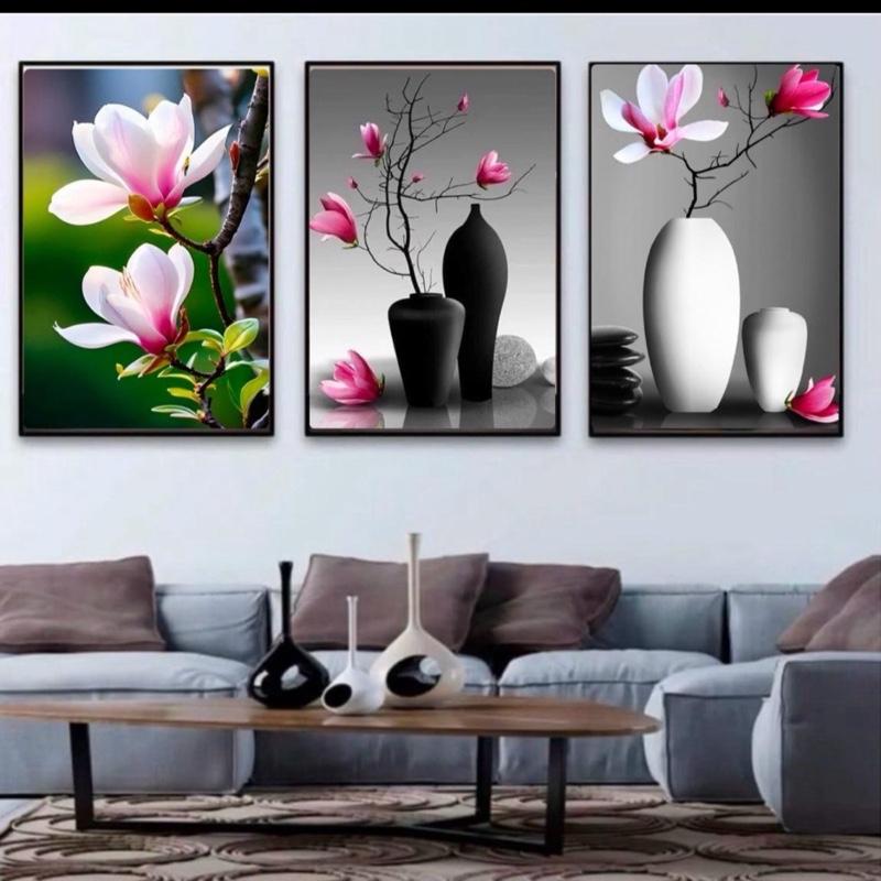  Hoa mộc Lan tượng trưng cho gia đình hạnh phúc giàu sang Phú quý  may mắn tranh nhựa fomex 5mm sẵn băng keo Decor Phòng sticker  dán  tường 