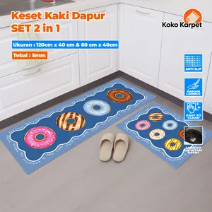 [Koko Karpet] Keset Kaki Dapur Set 2 in 1 40x60 dan 40x120 Keset Alas Lantai Kamar Tidur Rumah Dapur Anti Selip 2 in1 Kitchen Floor Mat