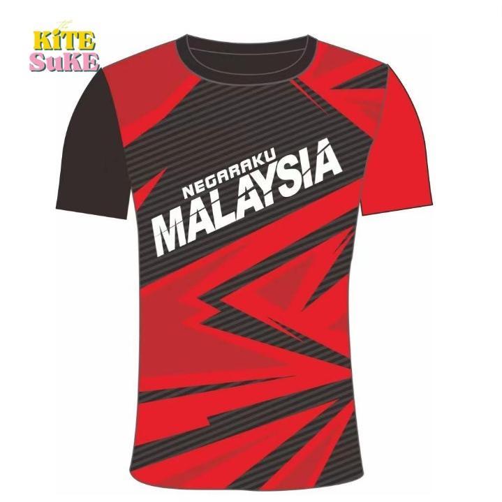 KITESUKE_( READY STOCK ) ( M - 10 XL )FRONT FULL PRINT / SHORT SLEEVE ROUND NECK T-SHIRT / JERSEY MALAYSIA LENGAN PENDEK SUKAN 6