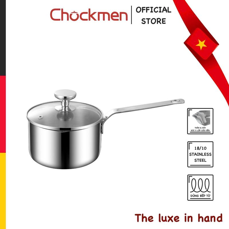 Quánh Bột KINSGEM by Chockmen 12cm Inox 18/10 Quánh Nấu Cháo Quánh Sữa Nồi Chảo Đun Từ Ca Đun Làm Bánh Quánh Khuấy Quánh Đựng Sốt