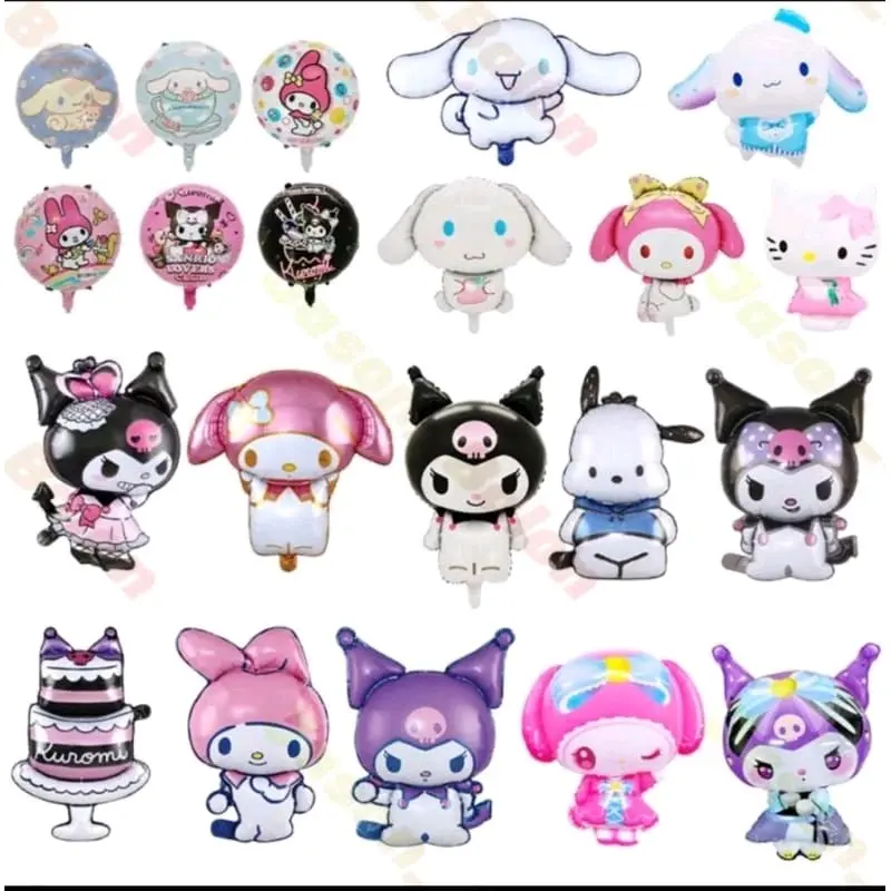 BALON DEKOR ULANG TAHUN TEMA SANRIO KUROMI CINAMOROLL MELODY KARAKTER SANRIO