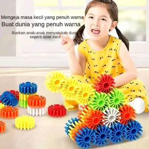 [120Pcs] Diy Balok Susun Mainan Edukasi Anak Permainan desktop anak-anak pendidikan awal bricks roda gigi puzzle eduaksi
