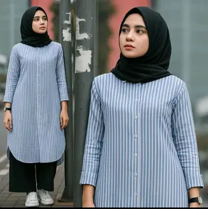 Diamond - Poply long tunik strip - atasan motif salur tunik panjang muslim remaja wanita