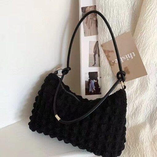 Tas Wanita TBS6003 – Shoulder Bag Kain Unik, Tekstur Boba Waffle Viral, Elegan & Stylish 2