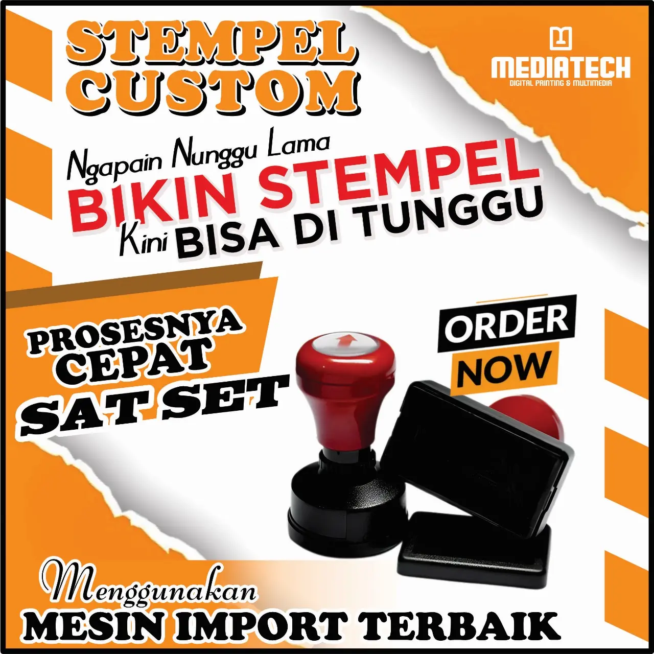 Stempel Custom - Stampel Stamp CAP Flash Otomatis - All Size - 5 Menit Jadi - Free Design