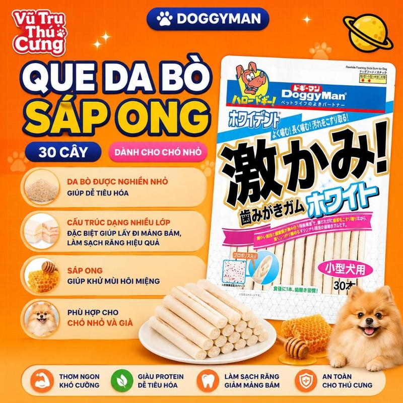 Que Da Bò Sáp Ong Giúp Chó Làm Sạch Răng Hiệu Quả DoggyMan 30 Cây
