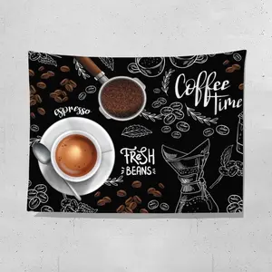 Background Cloth for Coffee Shop Decoration, Western Restaurant Tapestry, Sunshade Cloth, Creative Advertising Cloth, Coffee Beverage Theme