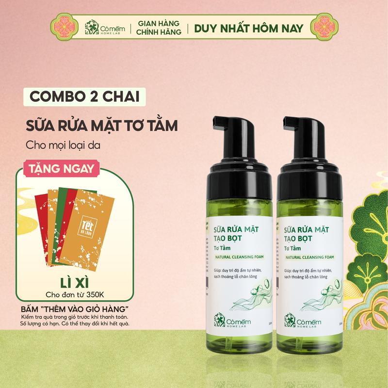 Combo 2 Sữa Rửa Mặt Tạo Bọt Cỏ Mềm Tơ Tằm Sạch Sâu Mà Không Khô Da Cho Da Nhạy Cảm Skincare Gel Rửa Mặt Dưỡng Da