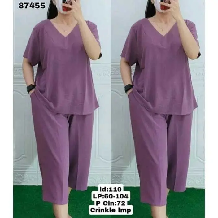 LD 110.120.130CM XL.XXL.XXXL SETELAN POLOS CRINKLE AIRFLOW/SETELAN MAMA ROSSA/PIYAMA WANITA/BAJU WANITA DEWASA/SETELAN ANDIN/SETELAN JUMBO/SETELAN TERBARU 2024]\"