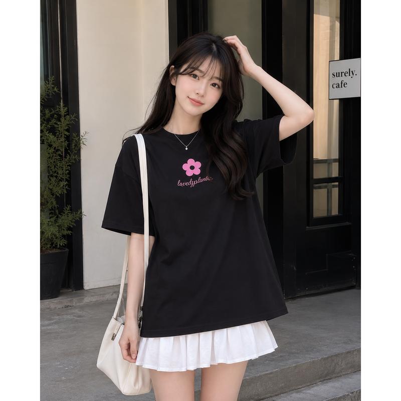 Áo Thun Form Rộng Unisex Flower TWT23, Áo Phông Nam Nữ Premium Cotton 250gsm…