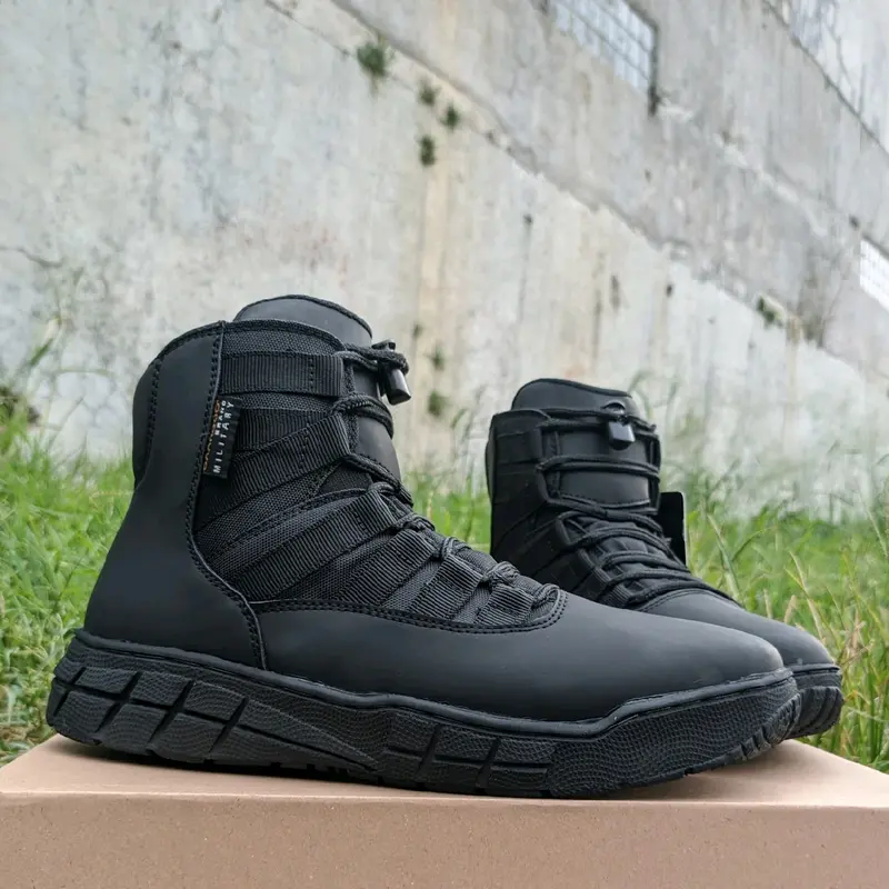 sepatu pdl pdh ninja webing terbaru ankle boots modern formal Hitam Karet Shoes Pria 5