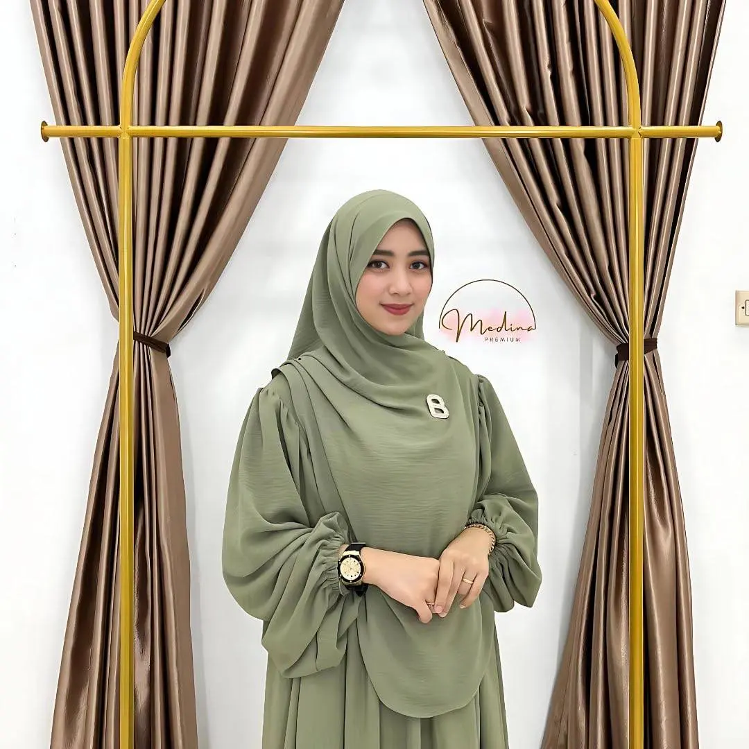 Gamis Abaya Syar'i Set Hijab Pasmina Pashmina Oval Crinkle Airflow Premium Polos Syari Muslim Wanita jumbo