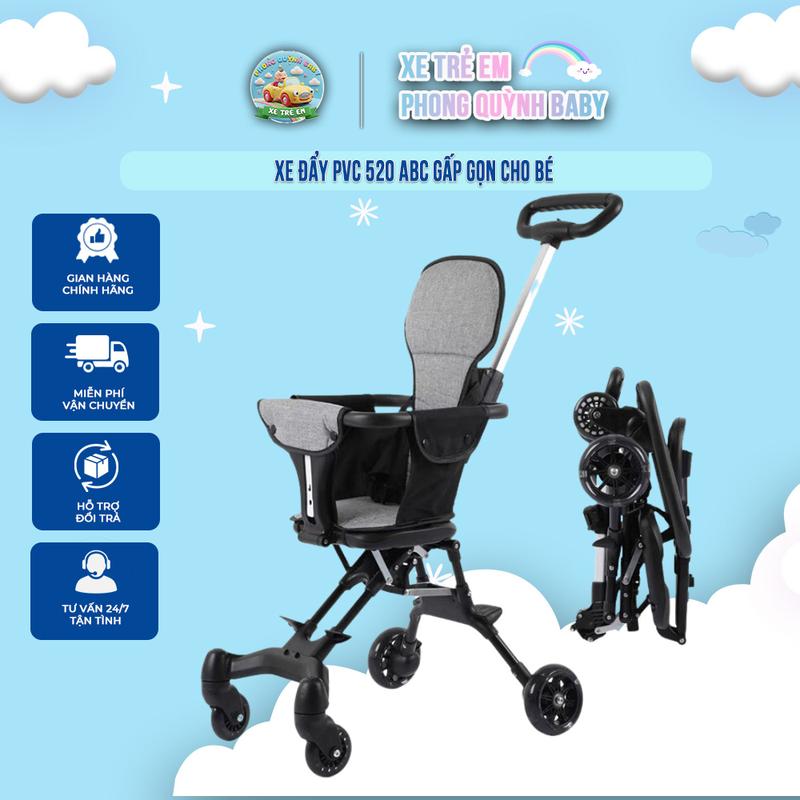  Xe đẩy gấp gọn cho bé PVC hàng có đệm không mái Voi 