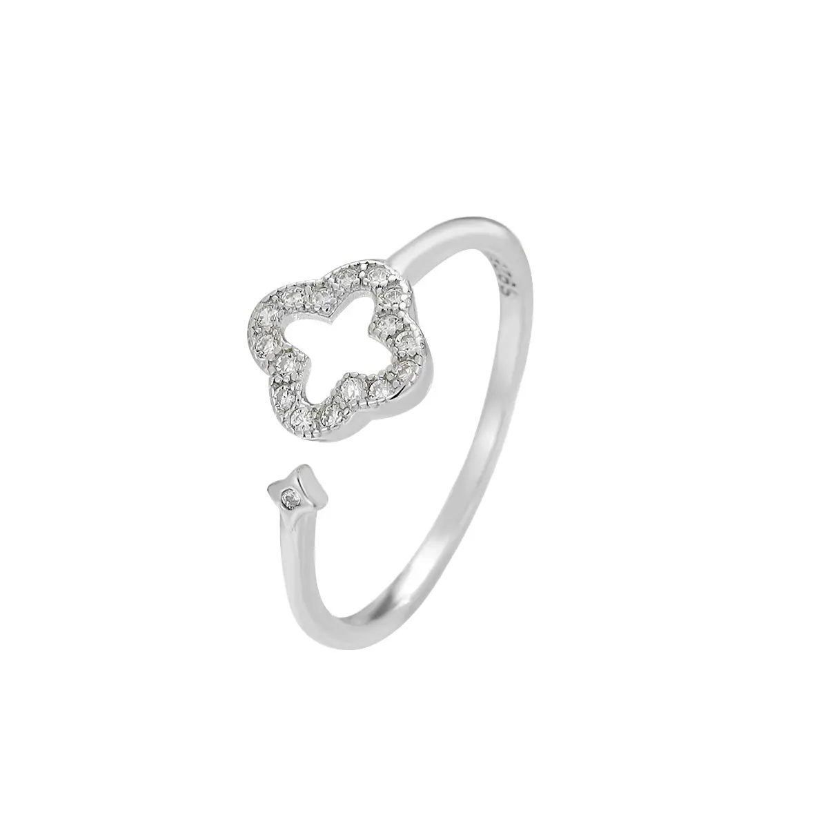Nhẫn cỏ bốn lá, Bộ kim cương, Thiết kế Ins, Độc Đáo, Đơn giản, Cao Cấp, Sang trọng Giá Cả Phải Chăng, Cá Tính, Đồ Trang Sức Điều Chỉnh Mở