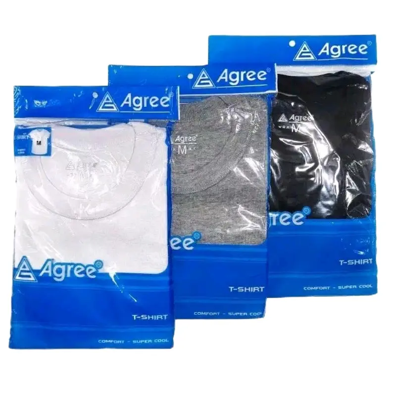 1 Pcs kaos pakaian dalam T-shirt oblong pria Agree sport SGSA 006 Original Katun Hitam Putih Abu