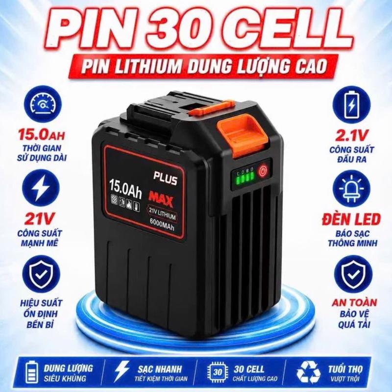 Lẻ Pin 30Cell , 15Ah , Dung Lượng Cao , Chân Pin Phổ Thông 4cm , Có Đèn Báo Pin