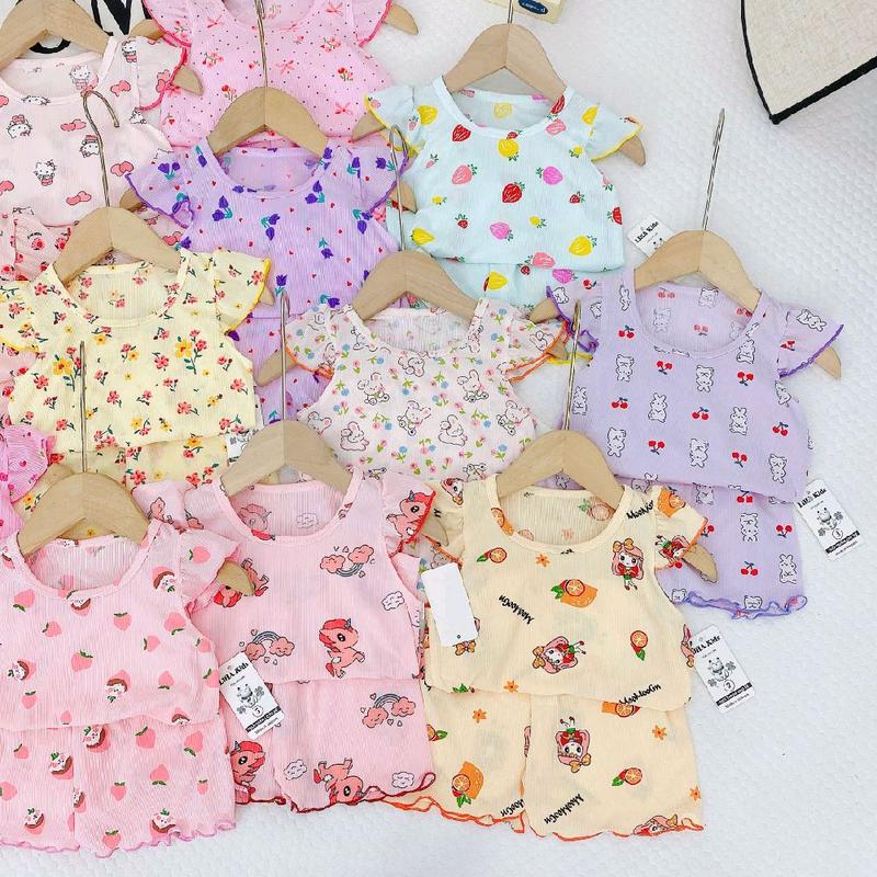 Combo 10 và 5Bộ .Bèo cánh tiên chất gân tăm dành cho bé gái từ 4kg-16kg