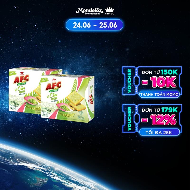 Bánh Cracker Dinh Dưỡng AFC Vị Cốm Non, Combo 2 Hộp  X 261.6Gr