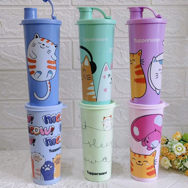 Botol Minum Anak Lucu Tupperware Original - Tumbler Lucu Gambar Kucing Minuman Bottles 1