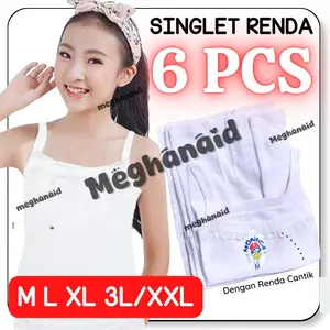 6 Pcs kaos singlet anak perempuan putih renda Fashion