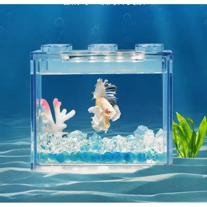 ￼(Local stock) Mini fish tank. (Upsized ) Acrylic betta fish aquarium.